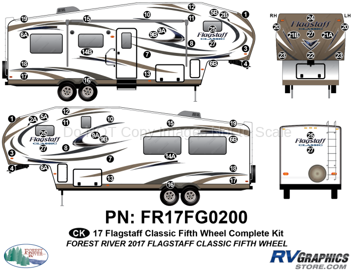 57 Piece 2017 Flagstaff Classic Fifth Wheel Complete Graphics Kit