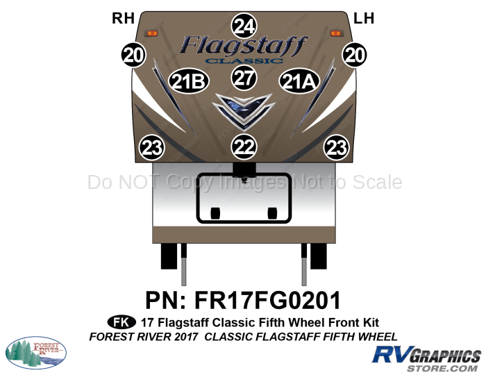 9 Piece 2017 Flagstaff Classic Fifth Wheel Front Graphics Kit