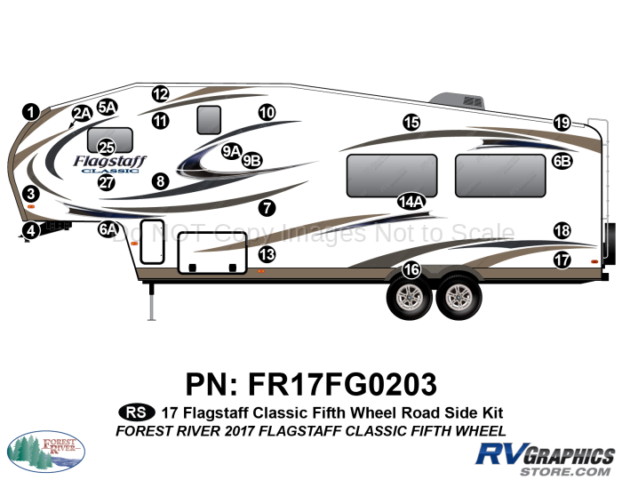 23 Piece 2017 Flagstaff Classic Fifth Wheel Roadside Graphics Kit