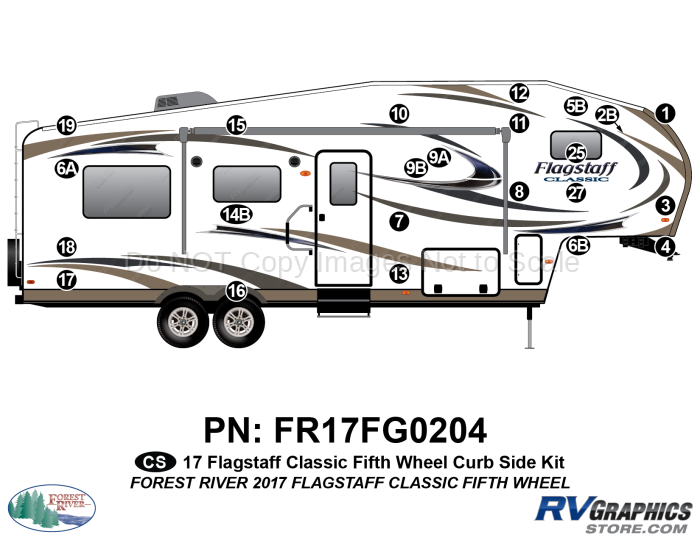 23 Piece 2017 Flagstaff Classic Fifth Wheel Curbside Graphics Kit