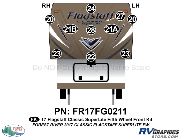 10 Piece 2017 Flagstaff Classic SuperLite Fifth Wheel Front Graphics Kit