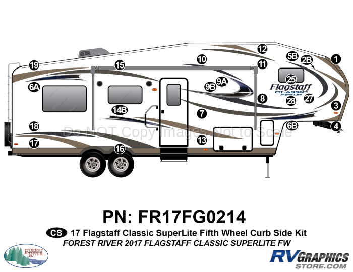 24 Piece 2017 Flagstaff Classic SuperLite Fifth Wheel Curbside Graphics Kit