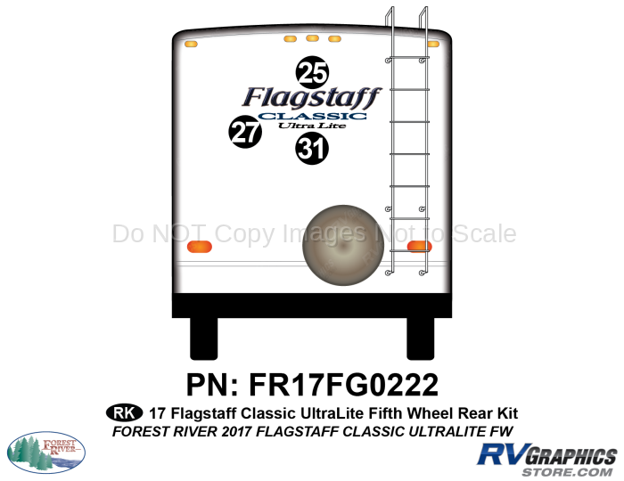 3 Piece 2017 Flagstaff Classic UltraLite Fifth Wheel Rear Graphics Kit