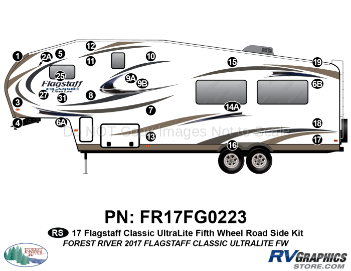 24 Piece 2017 Flagstaff Classic UltraLite Fifth Wheel Roadside Graphics Kit