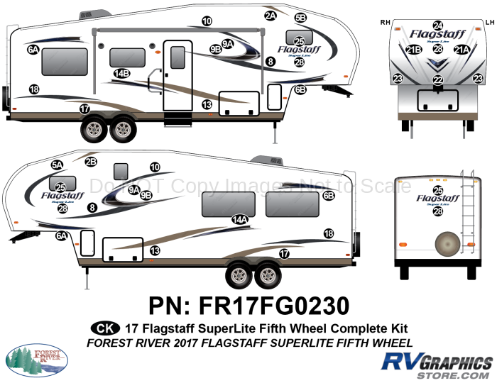 37 Piece 2017 Flagstaff SuperLite Fifth Wheel Complete Graphics Kit