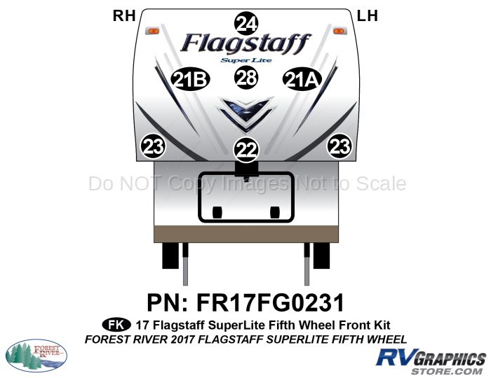 7 Piece 2017 Flagstaff SuperLite Fifth Wheel Front Graphics Kit