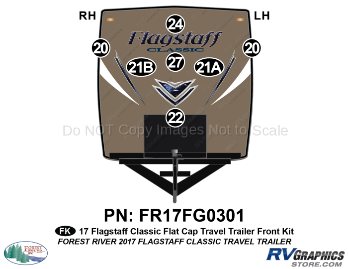 7 Piece 2017 Flagstaff Classic Travel Trailer Flat Cap Front Graphics Kit