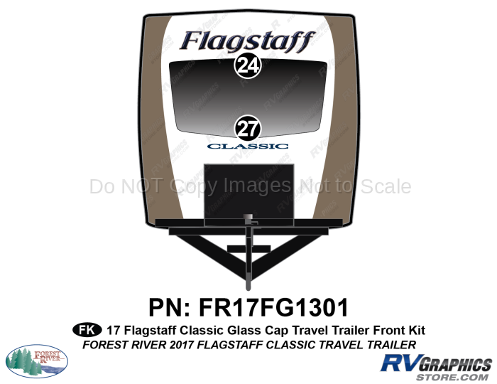 2 Piece 2017 Flagstaff Classic Travel Trailer Glass Cap Front Graphics Kit