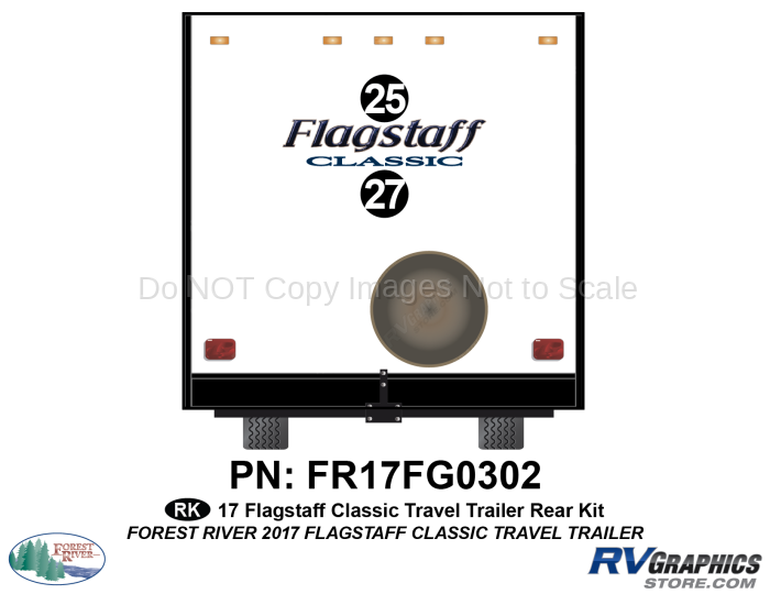 2 Piece 2017 Flagstaff Classic Travel Trailer Flat Cap Rear Graphics Kit