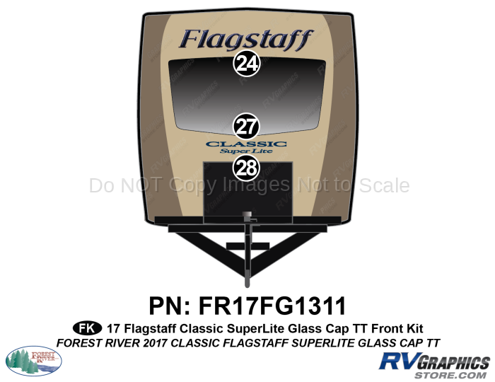 3 Piece 2017 Flagstaff Classic SuperLite Travel Trailer Glass Cap Front Graphics Kit