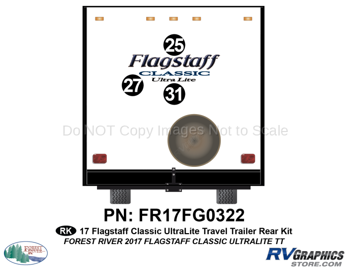 49 Piece 2017 Flagstaff Classic UltraLite Travel Trailer Rear Graphics Kit
