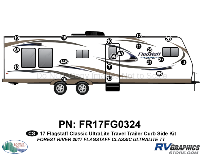 49 Piece 2017 Flagstaff Classic UltraLite Travel Trailer Curbside Graphics Kit