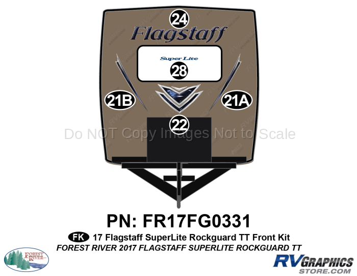 5 Piece 2017 Flagstaff SuperLite Travel Trailer Rockguard Front Graphics Kit