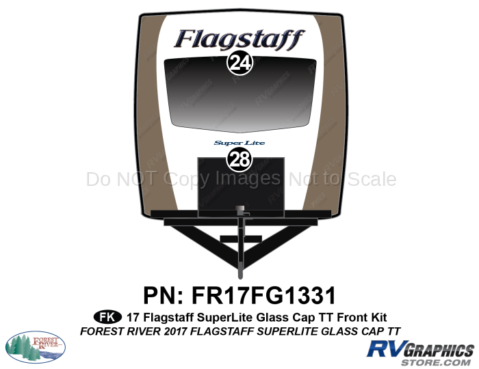 2 Piece 2017 Flagstaff SuperLite Travel Trailer Glass Cap Front Graphics Kit