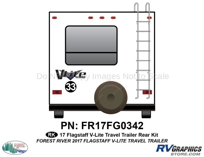 1 Piece 2017 Flagstaff V-Lite Travel Trailer Rear Graphics Kit