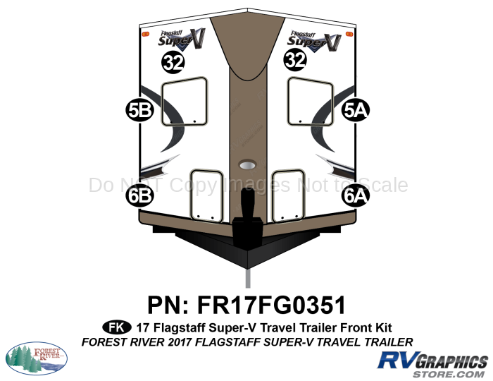 6 Piece 2017 Flagstaff Super V Travel Trailer Front Graphics Kit
