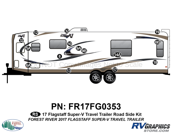 14 Piece 2017 Flagstaff Super V Travel Trailer Roadside Graphics Kit
