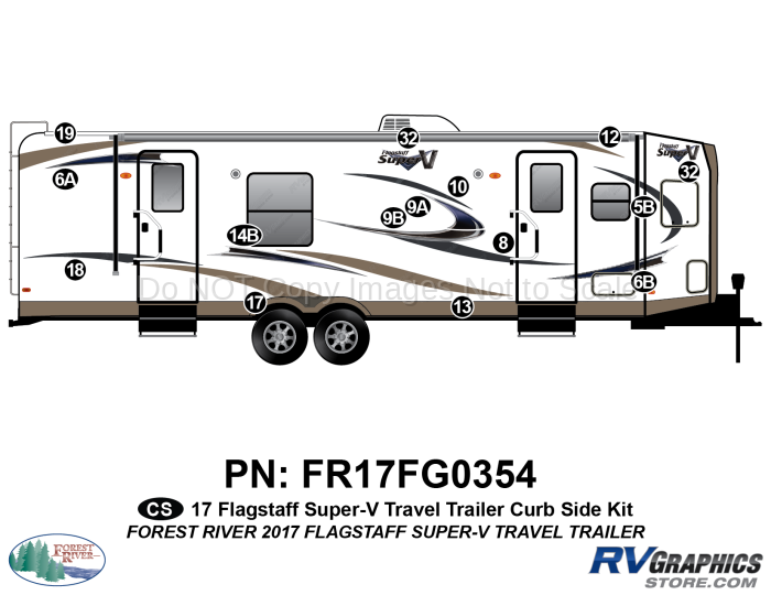 14 Piece 2017 Flagstaff Super V Travel Trailer Curbside Graphics Kit