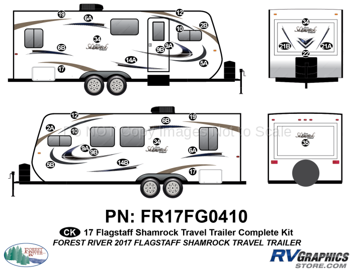 29 Piece 2017 Flagstaff Shamrock Travel Trailer Complete Graphics Kit