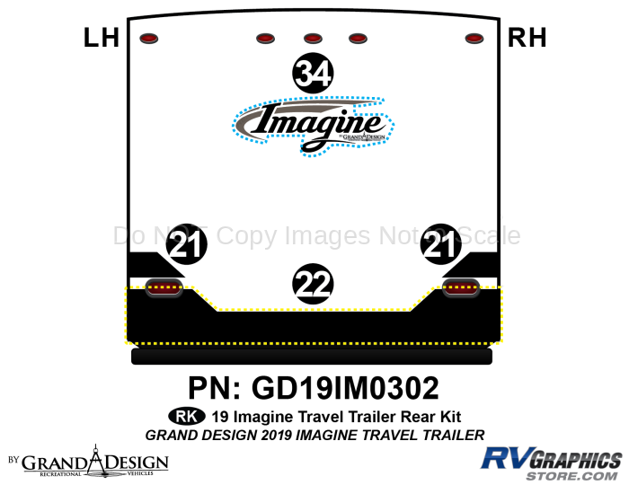 4 Piece 2019 Imagine Long Travel Trailer Rear Graphics Kit