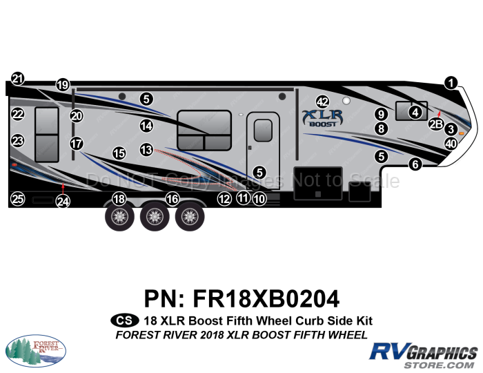 28 Piece 2018 XLR Boost Fifth Wheel Curbside Graphics Kit