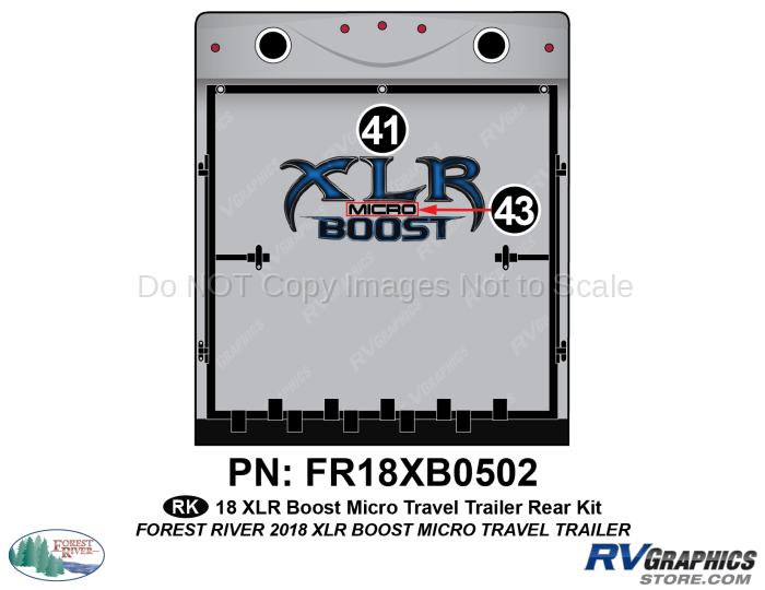 2 Piece 2018 XLR Boost Micro Travel Trailer Rear Graphics Kit