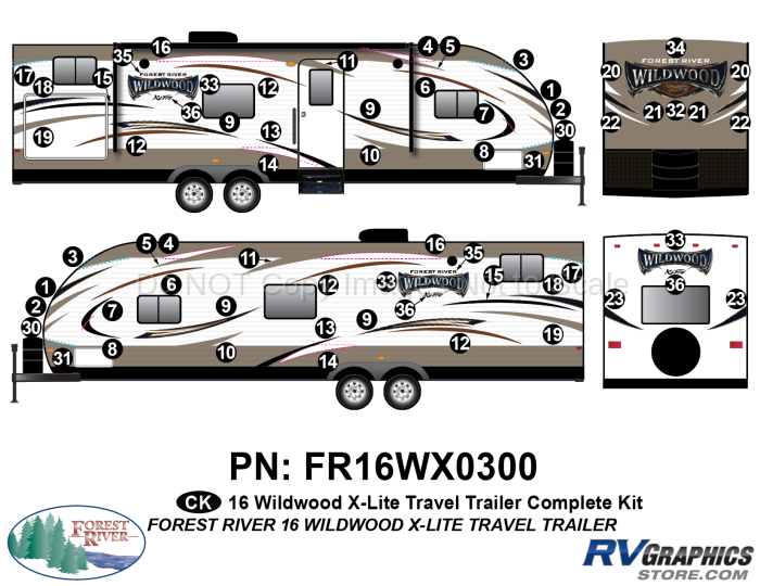 64 Piece 2016 Wildwood X-Lite Complete Graphics Kit
