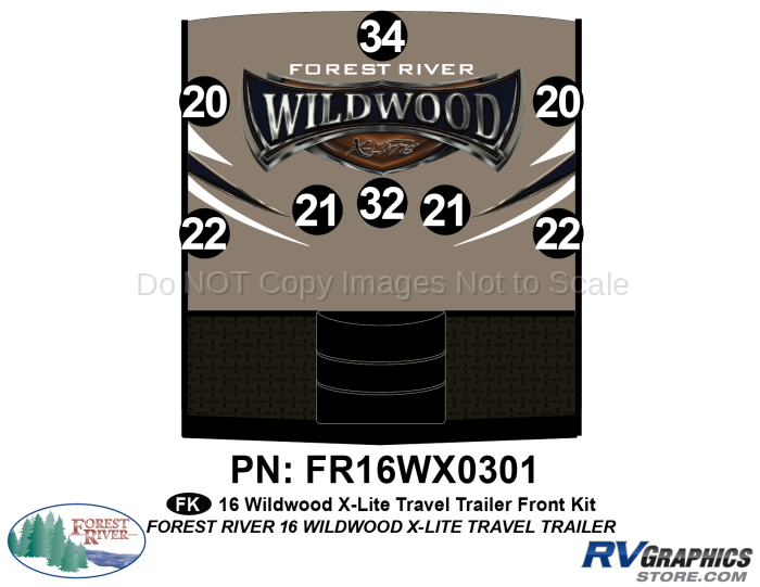 8 Piece 2016 Wildwood X-Lite Front Graphics Kit