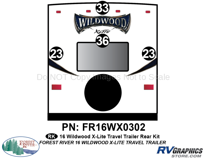 4 Piece 2016 Wildwood X-Lite Rear Graphics Kit