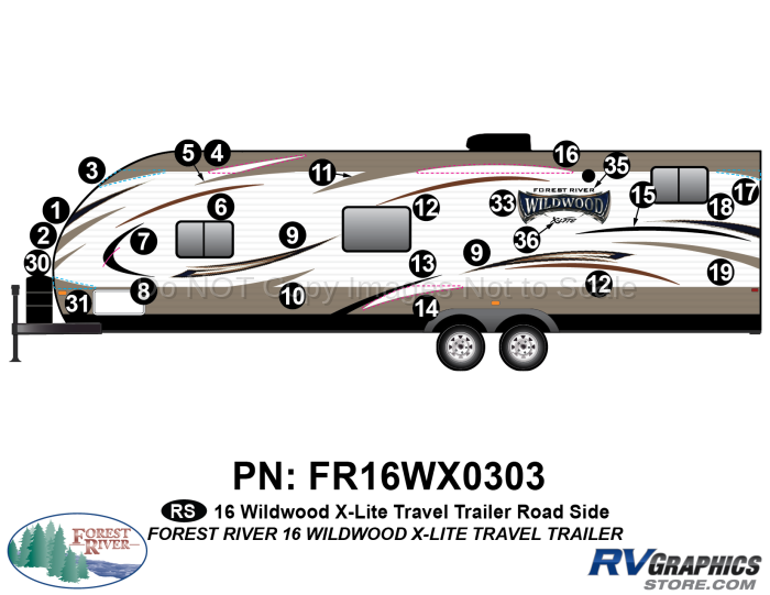 26 Piece 2016 Wildwood X-Lite Roadside Graphics Kit