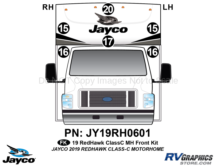 6 Piece 2019 Redhawk Motorhome Front Graphics Kit