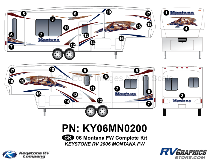 33 Piece 2006 Montana Fifth Wheel Complete RV Graphics Kit