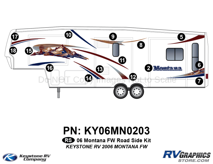 15 Piece 2006 Montana Fifth Wheel Roadside RV Graphics Kit