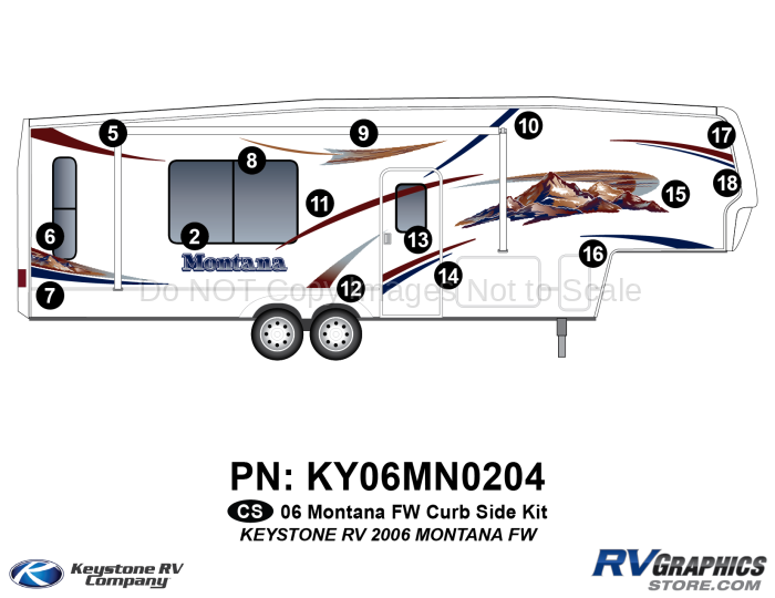 15 Piece 2006 Montana Fifth Wheel Curbside RV Graphics Kit