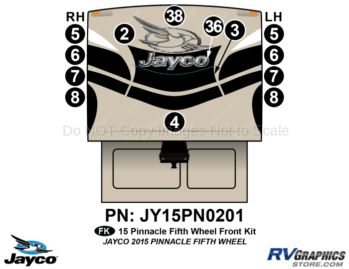 13 Piece 2015 Pinnacle Fifth Wheel Front Graphics Kit