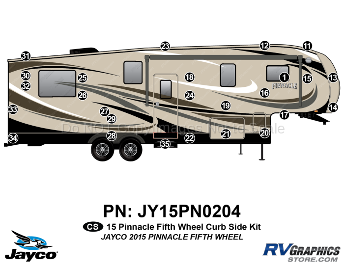 26 Piece 2015 Pinnacle Fifth Wheel Curbside Graphics Kit