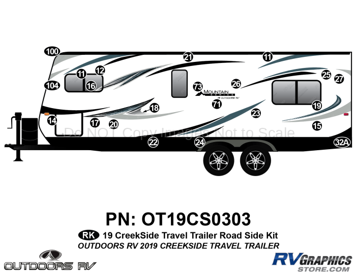 22 Piece 2019 Creekside Mountain Series Travel Trailer Roadside Graphics Kit