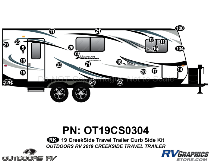 23 Piece 2019 Creekside Mountain Series Travel Trailer Curbside Graphics Kit