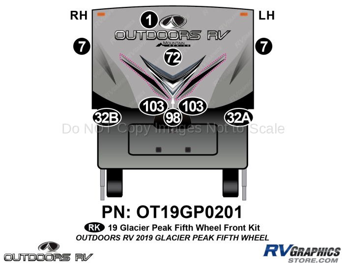 9 Piece 2019 Glacier Peak Mountain Series Fifth Wheel Front Graphics Kit