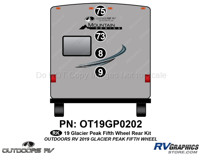 4 Piece 2019 Glacier Peak Mountain Series Fifth Wheel Rear Graphics Kit