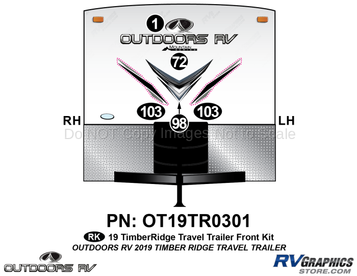 5 Piece 2019 Timber Ridge Mountain Series Travel Trailer Front Graphics Kit