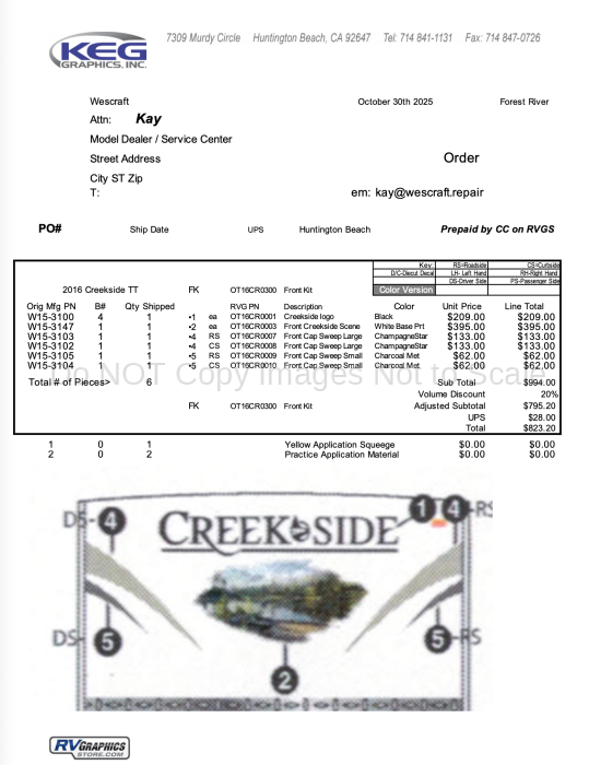 6 Piece 2015 Creekside Front Kit