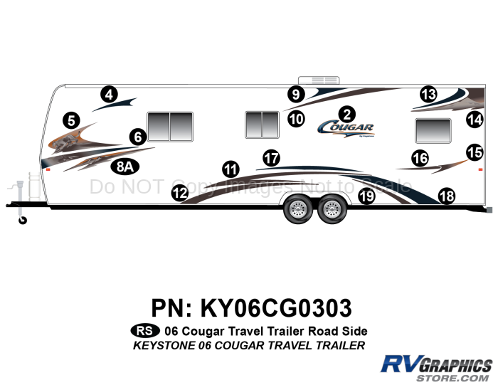 16 Piece 2006 Cougar TT Travel Trailer Roadside Graphics Kit