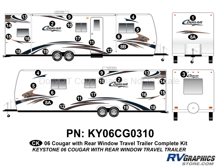 35 Piece 2006 Cougar TT with Rear Window Complete Graphics Kit