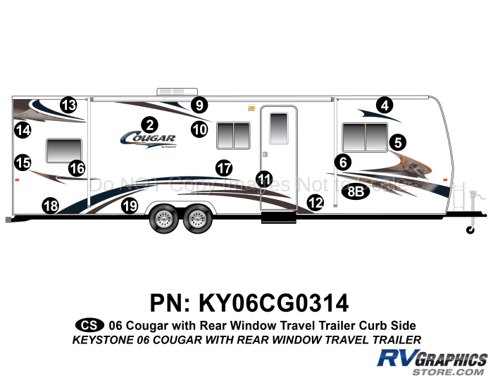16 Piece 2006 Cougar TT with Rear Window Curbside Graphics Kit