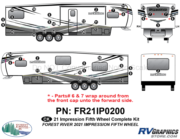 45 Piece 2021 Impression Fifth Wheel Complete Graphics Kit