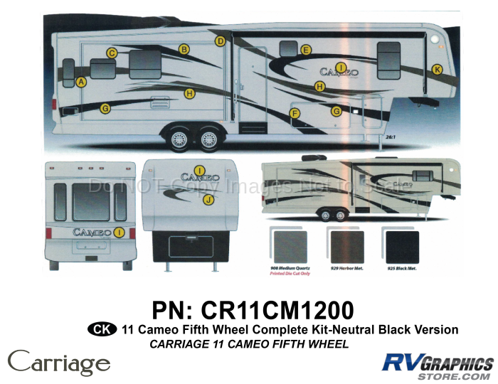 27 Piece 2011 Cameo FW Complete Graphics Kit-Neutral Black Version