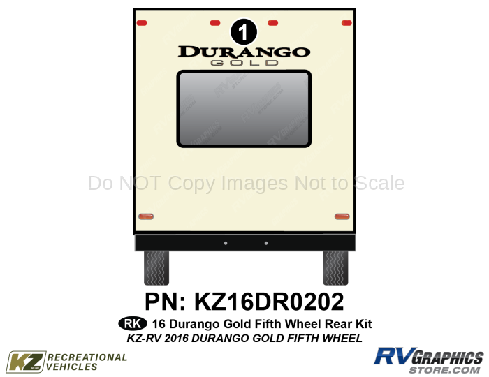 1 Piece 2016 Durango Gold Fifth Wheel Rear RV Graphics Kit