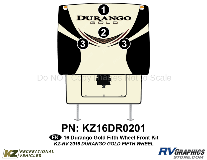 4 Piece 2016 Durango Gold Fifth Wheel Front RV Graphics Kit