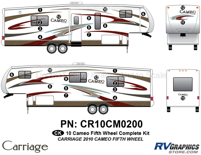 25 Piece 2010 Cameo Fifth Wheel Complete RV Graphics Kit